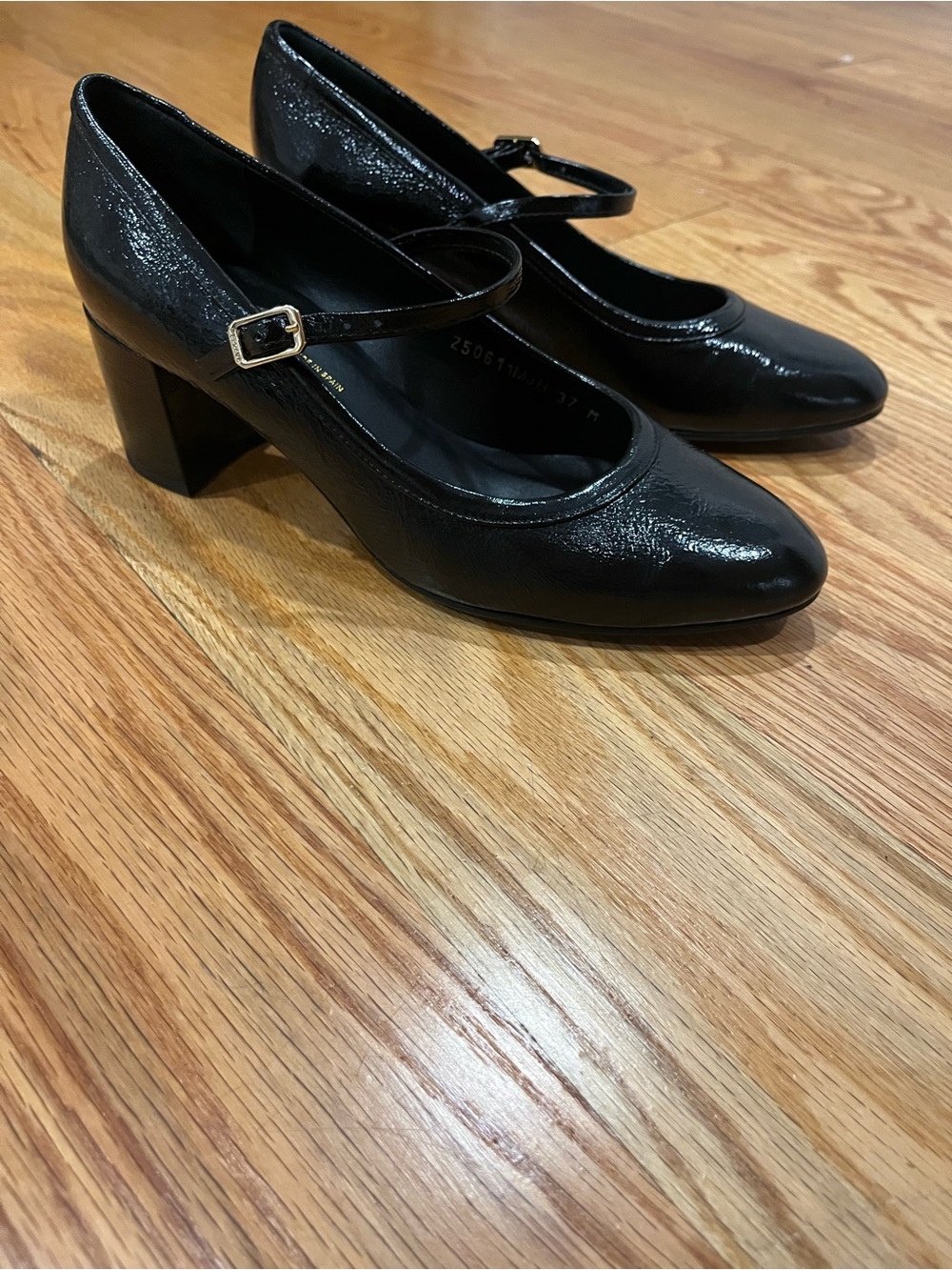 Margaux Black Mary Jane Block Heel Pumps